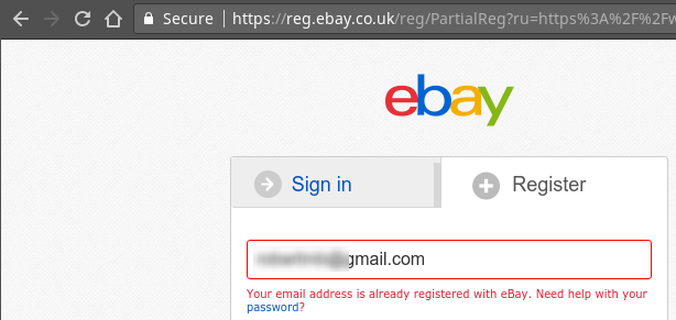Ebay where user exists